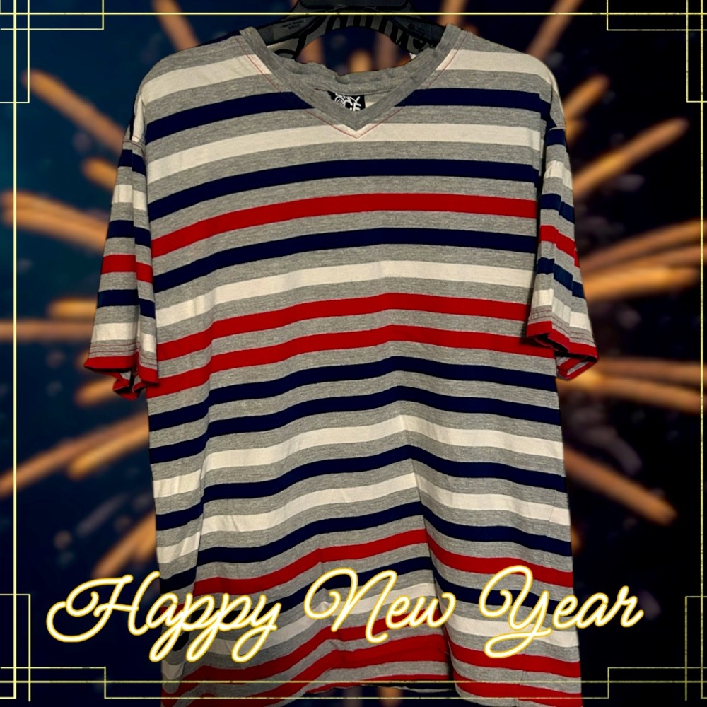 90s Enyce striped pullover T-Shirt size XL - Picture 3 of 4